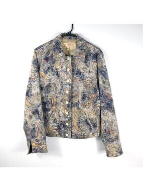 Trousers Etc 12 Paisley Jacket Womens Button Front Lightweight Corduroy Casual